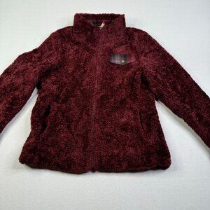 NWT Pendleton Jacket Sherpa Fleece Full Zip Women's Size S Deep Pile Fuzzy Red